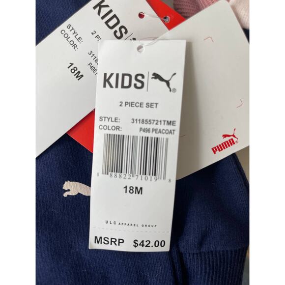 Puma Childrens Kids Girls Blue Lilac Sweatshirt Jogger Pants 2 pc Set 18 months - Picture 5 of 10